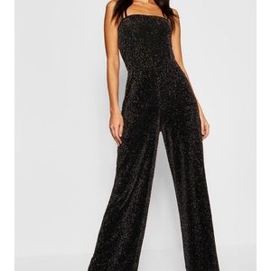 Boohoo sparkly jumpsuit spandex material